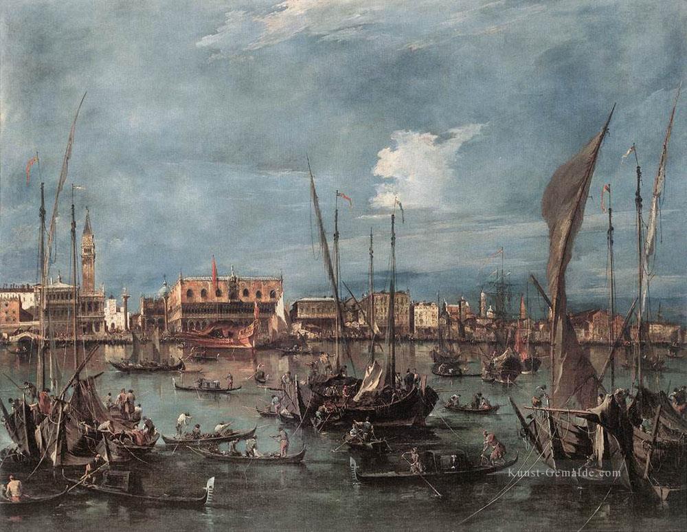 Der Molo und der Riva degli Schiavoni vom Bacino di San Marco Francesco Guardi Venezia Ölgemälde